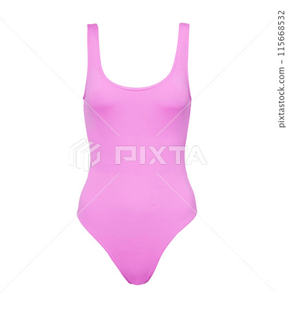 Pink One-Piece Swimsuit with Scoop Neckline 115668532