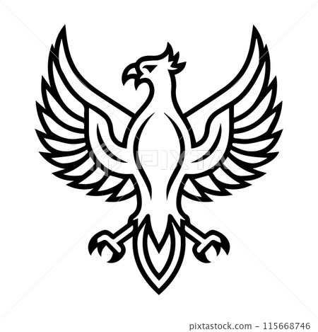 Luxury Griffins logo or modern line icon. Vector line art and icon design with bold outline. Black and white Pixel Perfect minimalistic symbol isolate white background. Creative logotype Luxury Griffins logo or modern line icon. Vector line art and icon design with bold outline. Black and white Pixel Perfect minimalistic symbol isolate white background. Creative logotype 115668746