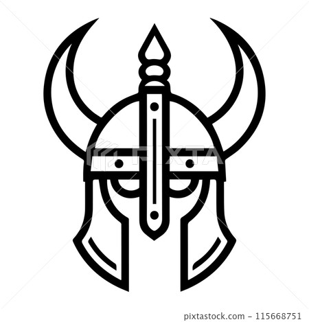 Viking Helmet logo or modern line icon. Vector line art and icon design with bold outline. Black and white Pixel Perfect minimalistic symbol isolate white background. Creative logotype Viking Helmet logo or modern line icon. Vector line art and icon design with bold outline. Black and white Pixel Perfect minimalistic symbol isolate white background. Creative logotype 115668751