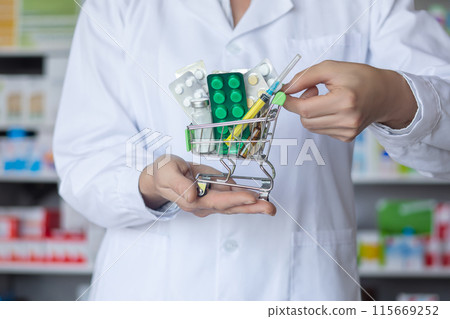 Doctor with medicine cart . 115669252
