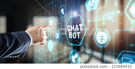 Chatbot Virtual assistant and CRM software automation technology concept Chatbot Virtual assistant and CRM software automation technology concept 115669432