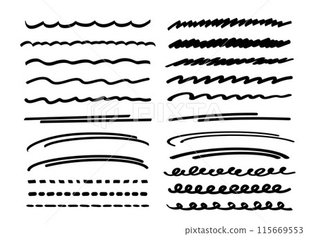 Simple hand-drawn line material (black) Simple hand-drawn line material (black) 115669553