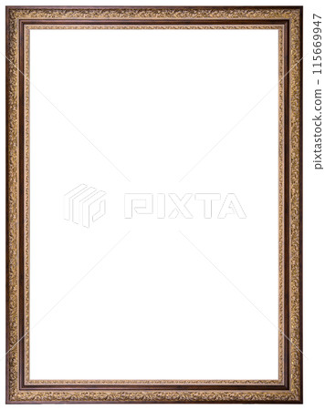 Antique Golden Brown Classic Old Vintage Wooden Rectangle ornate mockup canvas frame isolated on white Antique Golden Brown Classic Old Vintage Wooden Rectangle ornate mockup canvas frame isolated on white 115669947