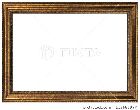 Antique Golden Brown Classic Old Vintage Wooden Rectangle ornate mockup canvas frame isolated on white Antique Golden Brown Classic Old Vintage Wooden Rectangle ornate mockup canvas frame isolated on white 115669957