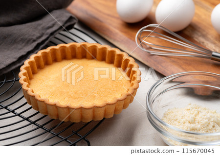 Ingredients for making tart cake 115670045