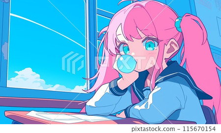 上課時嚼口香糖的女孩 115670154