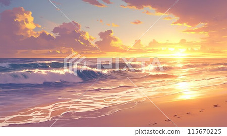 waves lit by the setting sun 115670225