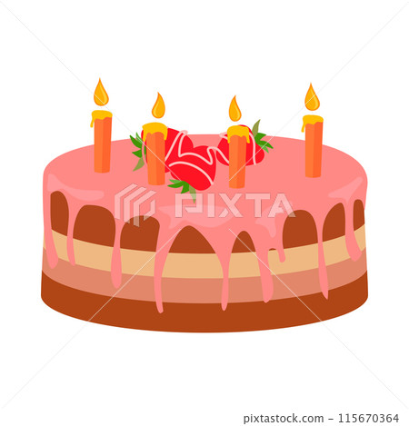 Pink cake with candles 115670364