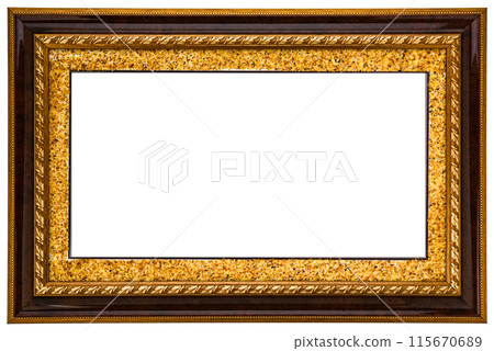Antique Golden Brown Classic Old Vintage Wooden Rectangle ornate mockup canvas frame isolated on white Antique Golden Brown Classic Old Vintage Wooden Rectangle ornate mockup canvas frame isolated on white 115670689