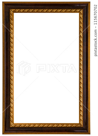 Antique Golden Brown Classic Old Vintage Wooden Rectangle ornate mockup canvas frame isolated on white Antique Golden Brown Classic Old Vintage Wooden Rectangle ornate mockup canvas frame isolated on white 115670702