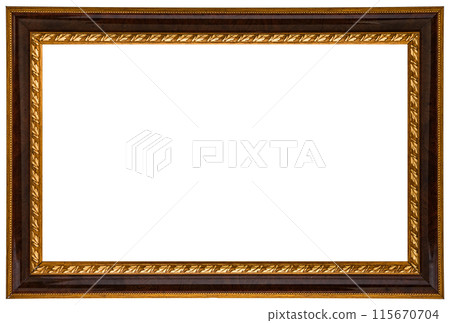 Antique Golden Brown Classic Old Vintage Wooden Rectangle ornate mockup canvas frame isolated on white Antique Golden Brown Classic Old Vintage Wooden Rectangle ornate mockup canvas frame isolated on white 115670704