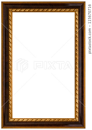 Antique Golden Brown Classic Old Vintage Wooden Rectangle ornate mockup canvas frame isolated on white Antique Golden Brown Classic Old Vintage Wooden Rectangle ornate mockup canvas frame isolated on white 115670716