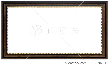 Antique Golden Brown Classic Old Vintage Wooden Rectangle ornate mockup canvas frame isolated on white Antique Golden Brown Classic Old Vintage Wooden Rectangle ornate mockup canvas frame isolated on white 115670731