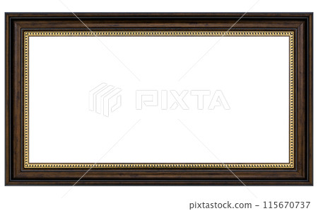 Antique Golden Brown Classic Old Vintage Wooden Rectangle ornate mockup canvas frame isolated on white Antique Golden Brown Classic Old Vintage Wooden Rectangle ornate mockup canvas frame isolated on white 115670737