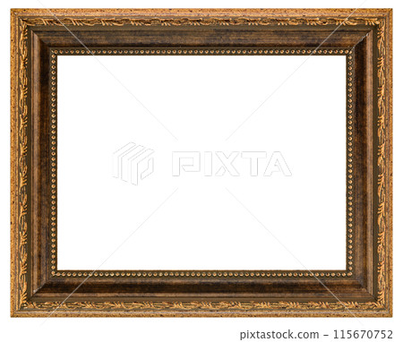 Antique Golden Brown Classic Old Vintage Wooden Rectangle ornate mockup canvas frame isolated on white Antique Golden Brown Classic Old Vintage Wooden Rectangle ornate mockup canvas frame isolated on white 115670752