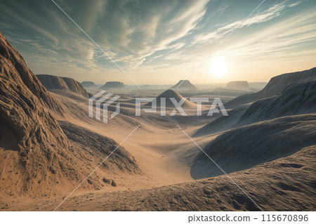 Desert landscape with sand dunes. 115670896