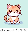 Smiling Kawaii Cat Illustration 115671006