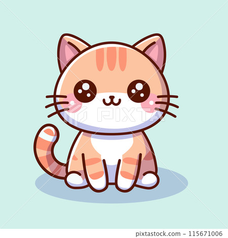 Smiling Kawaii Cat Illustration Smiling Kawaii Cat Illustration 115671006