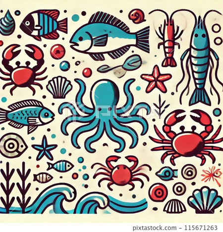 Cute fish illustration 115671263