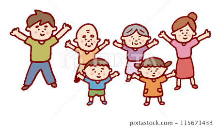 A cute family drawn by lines 115671433