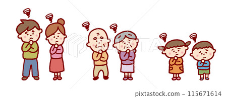 A cute family drawn by lines 115671614