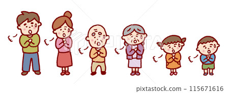 可愛的家庭與線條畫觸摸 115671616