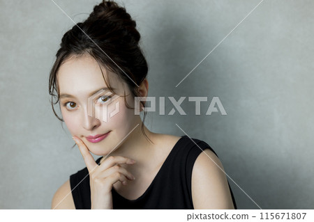 black sleeveless woman black sleeveless woman 115671807