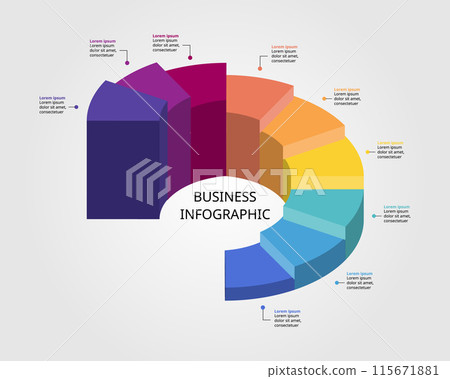 circle pie chart level template for infographic for presentation for 9 element 115671881