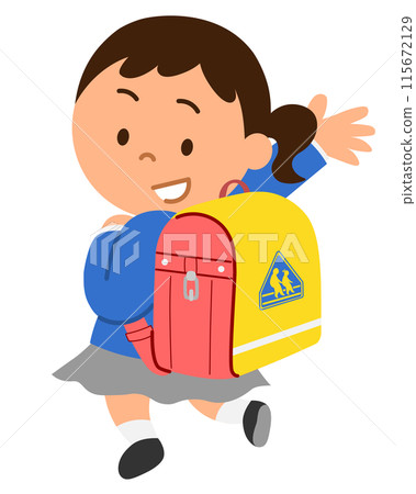 Girl carrying a school bag 2 115672129