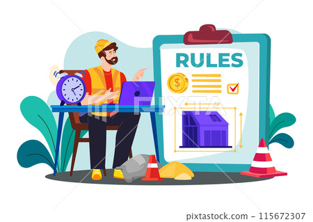 A construction project manager ensures that the project stays on schedule and within budget. 115672307