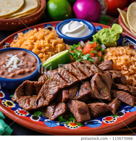 Traditional Mexican plate with fajitas 115673066