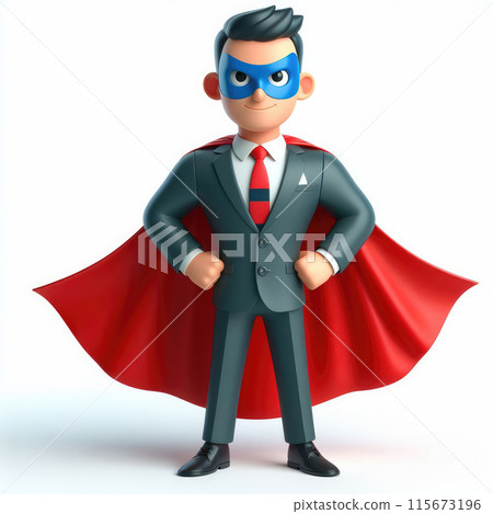 Confident businessman with superhero cape 115673196
