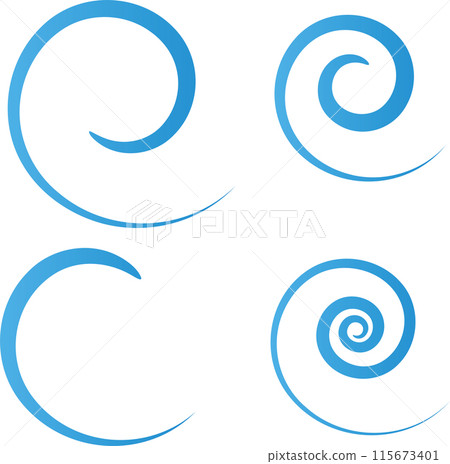 Wave and swirl illustration material set 115673401