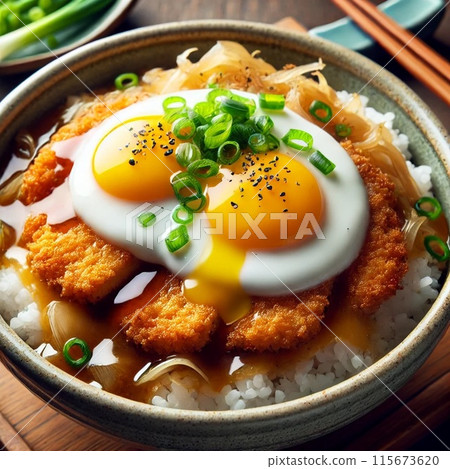 煎蛋的豬排蓋飯 115673620