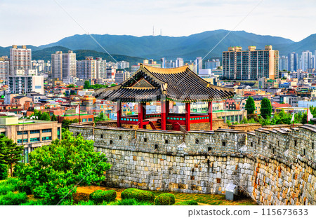 Seobukgangnu, Northwestern Pavilion at Hwaseong Fortress in Suwon, South Korea Seobukgangnu, Northwestern Pavilion at Hwaseong Fortress in Suwon, South Korea 115673633