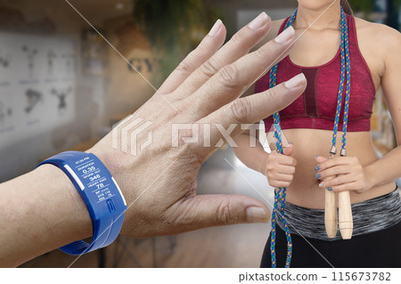 Concept that Smartwatch using for exercise and personal health. 115673782
