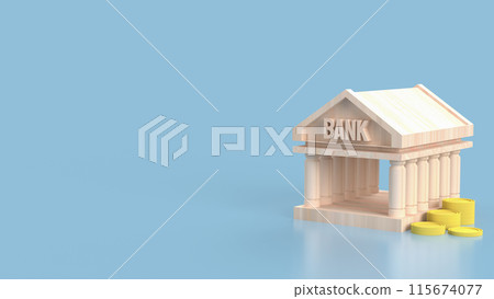 The Bank building symbol and coins for Business concept 3d rendering. 115674077