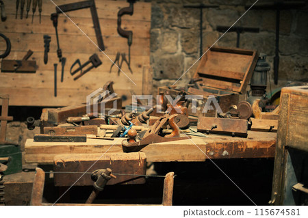 Middle Eastern carpenter's workshop and tools Middle Eastern carpenter's workshop and tools 115674581