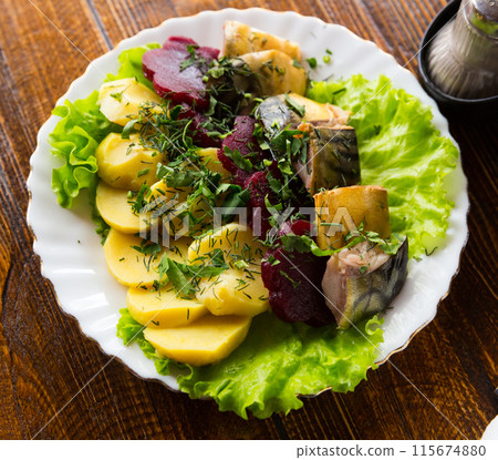 Appetizer of smoked scomber 115674880