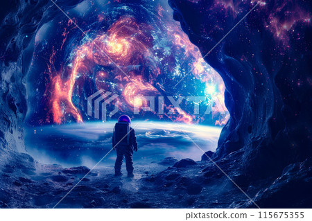 Astronaut witnesses vibrant galaxy in cave Astronaut witnesses vibrant galaxy in cave 115675355