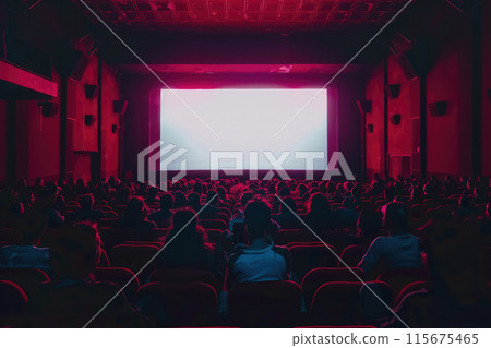 Cinematic audience watching in a red theater 115675465