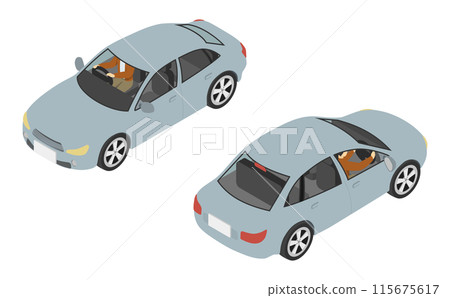 等軸圖:駕駛轎車的男子 等軸圖:駕駛轎車的男子 115675617