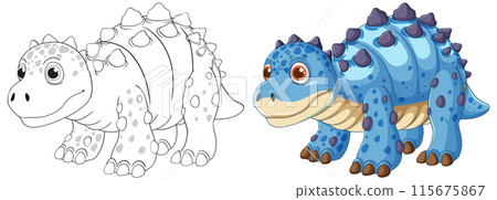 Cute Blue Dinosaur Illustration 115675867