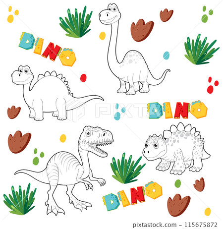Colorful Dinosaur Vector Illustration - Stock Illustration [115675872 ...