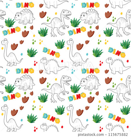 Colorful Dinosaur Pattern Illustration 115675882