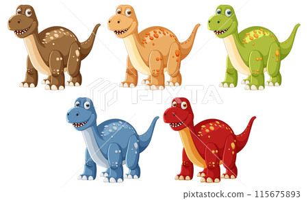 Colorful Cartoon Dinosaurs Collection 115675893