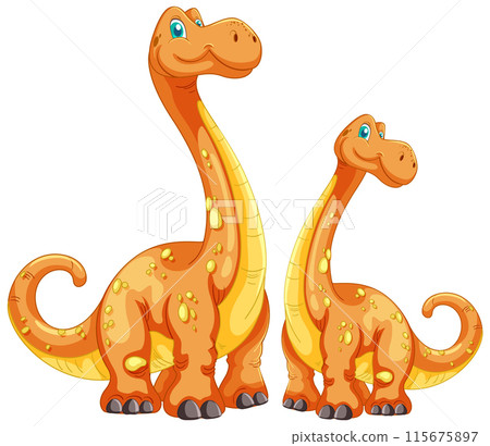 Cute Cartoon Dinosaurs Duo 115675897
