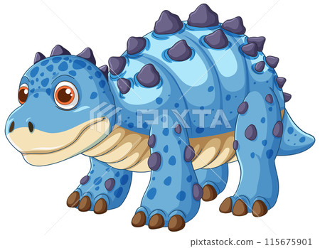 Cute Blue Dinosaur Illustration Cute Blue Dinosaur Illustration 115675901