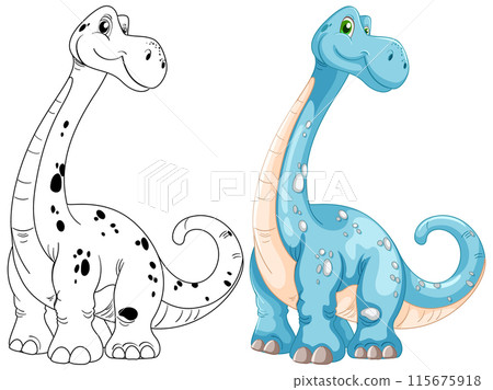 Cute Dinosaur Illustration Duo 115675918