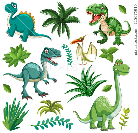 Colorful Dinosaur Vector Illustration 115675919